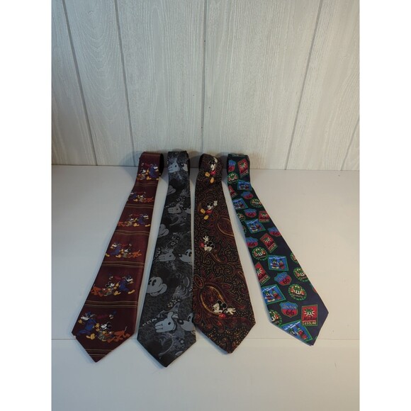 VTG Disney Mickey Mouse Ties Bundle Set Of 4 - Picture 1 of 6